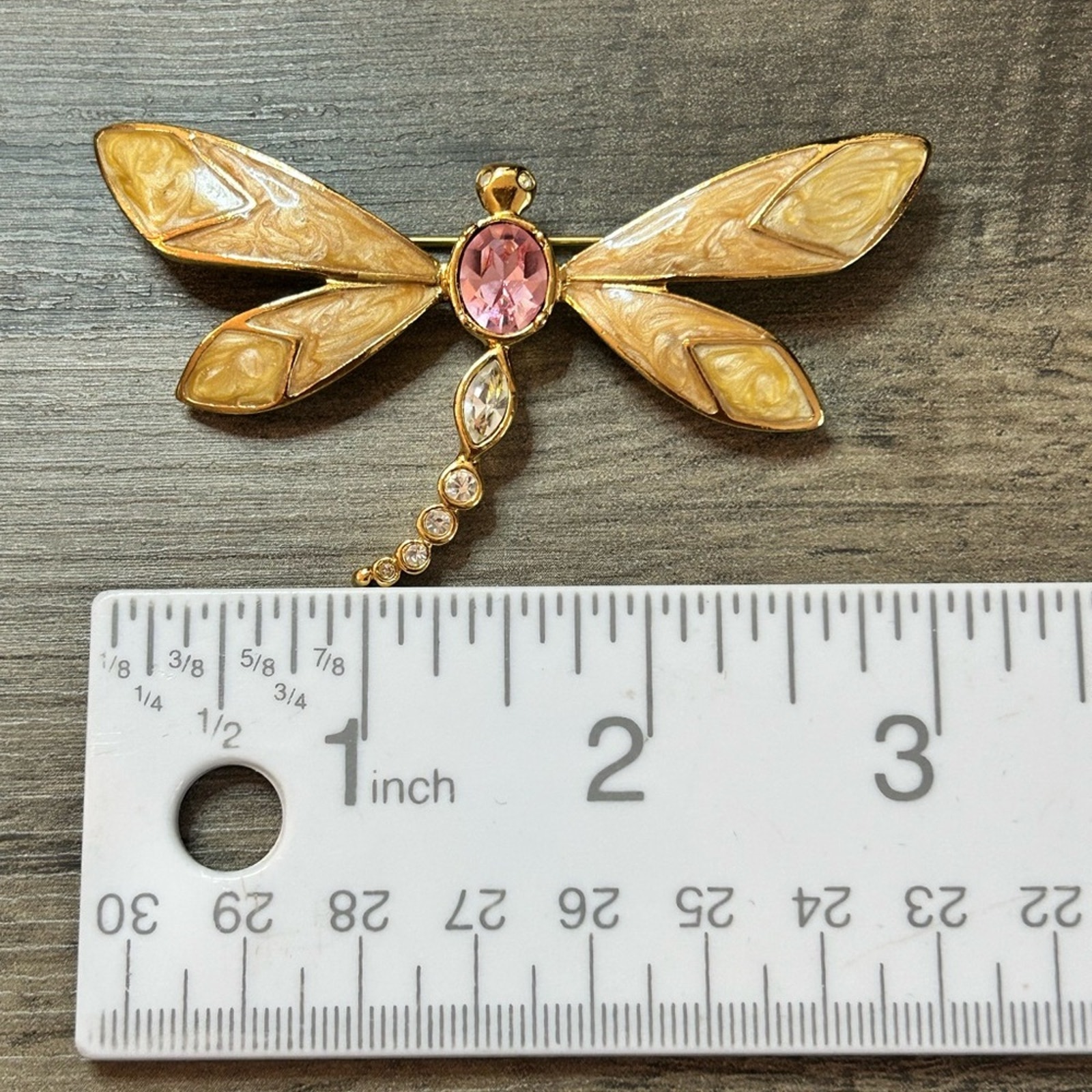Vintage Kjl By Avon Enamel Dragonfly Brooch 3” Gold Tone Kenneth Jay Lane #756 — image 2 of 6